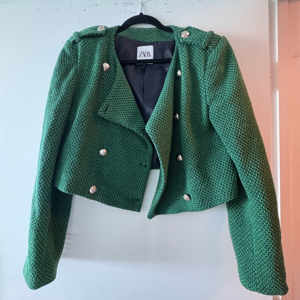Green and Blue Tweed Zara Jacket